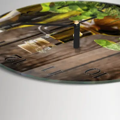 Glas wanduhr mit motiv rund Öl