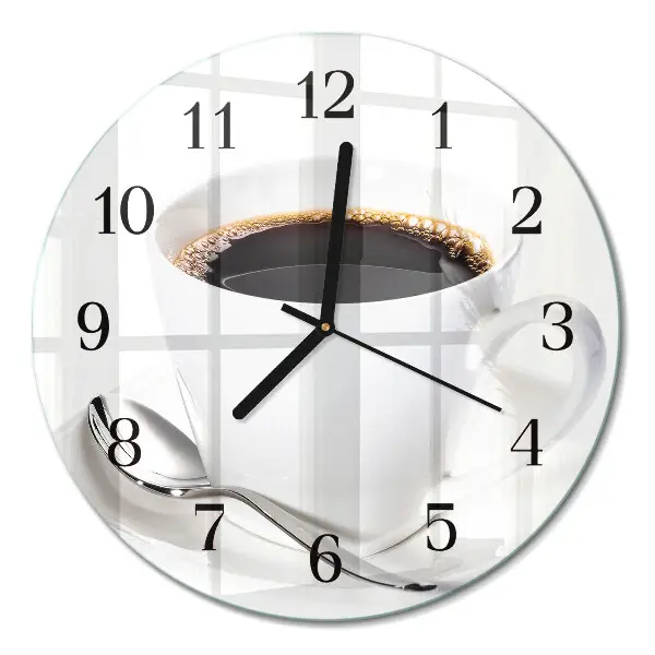 Glas wanduhr mit motiv rund Kaffee