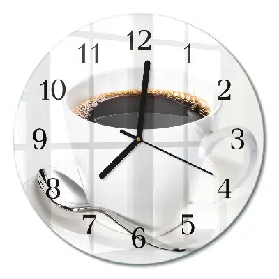 Glas wanduhr mit motiv rund Kaffee