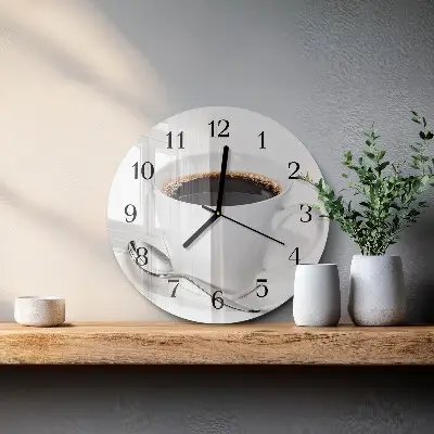 Glas wanduhr mit motiv rund Kaffee