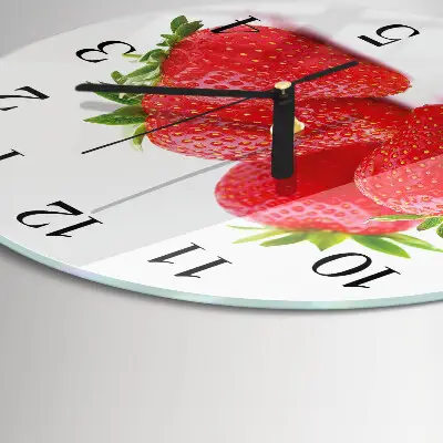 Wanduhr glas rund Erdbeeren