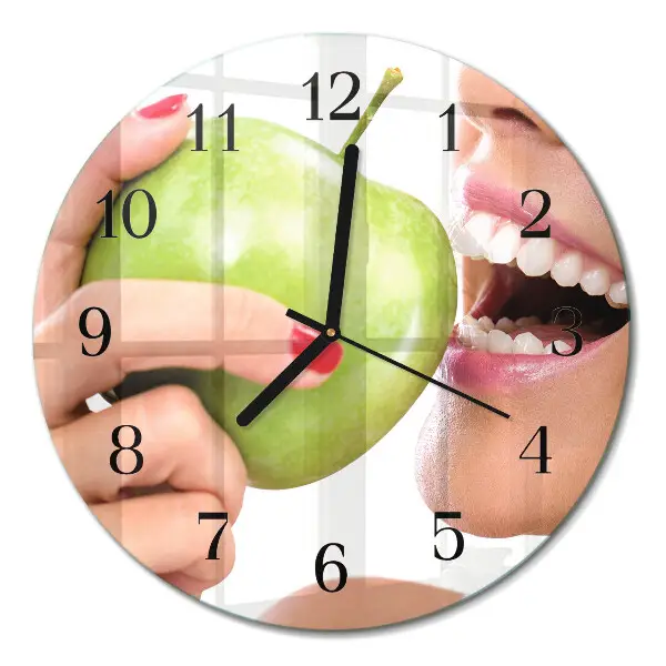 Wanduhr glas rund Apfel