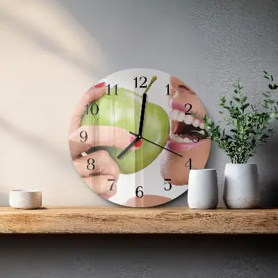 Wanduhr glas rund Apfel