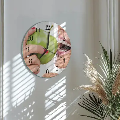 Wanduhr glas rund Apfel