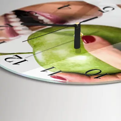 Wanduhr glas rund Apfel