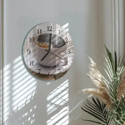 Wanduhr glas rund Kaffee