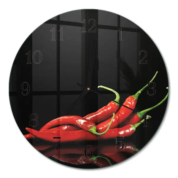 Glas wanduhr mit motiv rund Chilischoten