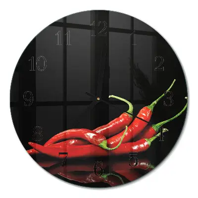 Glas wanduhr mit motiv rund Chilischoten