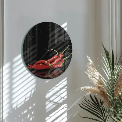 Glas wanduhr mit motiv rund Chilischoten