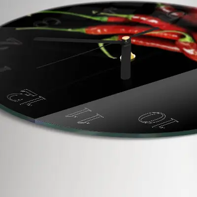 Glas wanduhr mit motiv rund Chilischoten