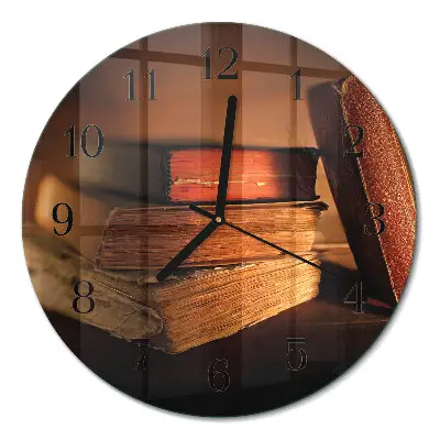 Runde wanduhr aus glas Buch