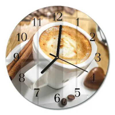 Runde wanduhr aus glas Kaffee