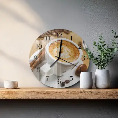Runde wanduhr aus glas Kaffee