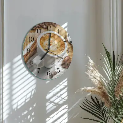 Runde wanduhr aus glas Kaffee