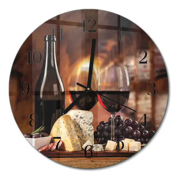 Wanduhr glas rund Wein