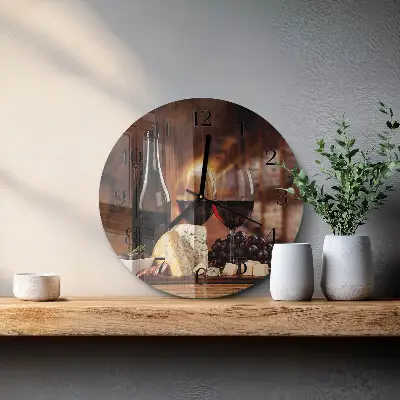 Wanduhr glas rund Wein
