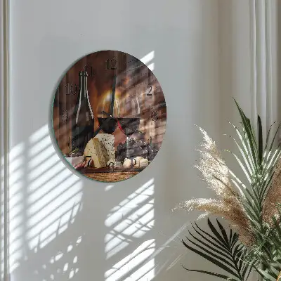 Wanduhr glas rund Wein