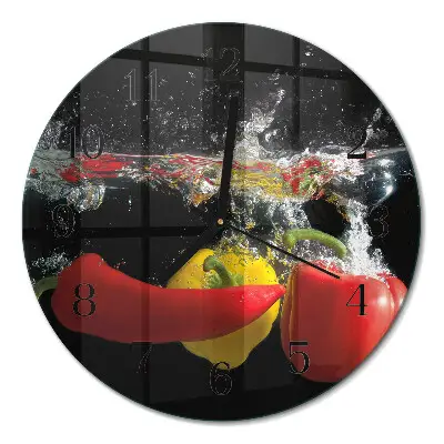 Glas wanduhr mit motiv rund Pfeffer