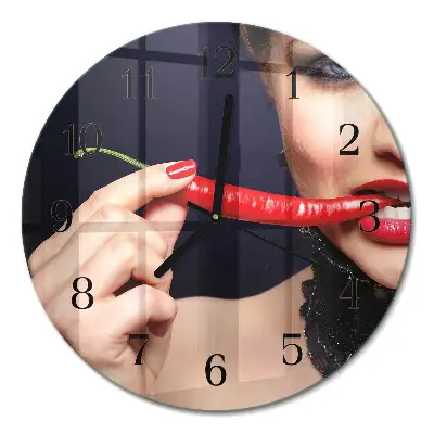 Glas wanduhr mit motiv rund Chili-Pfeffer