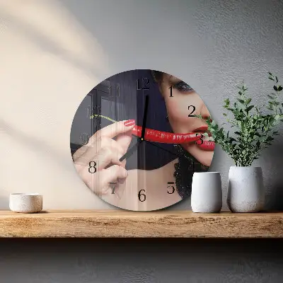 Glas wanduhr mit motiv rund Chili-Pfeffer
