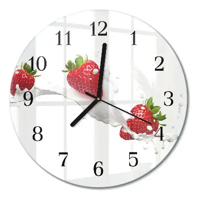 Glas wanduhr mit motiv rund Erdbeere