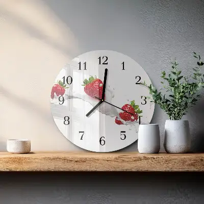Glas wanduhr mit motiv rund Erdbeere