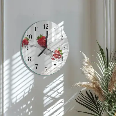 Glas wanduhr mit motiv rund Erdbeere