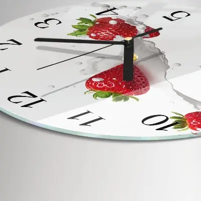 Glas wanduhr mit motiv rund Erdbeere