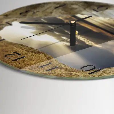 Wanduhr glas rund Herz im Felsen