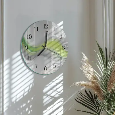 Runde wanduhr aus glas Farbwellen