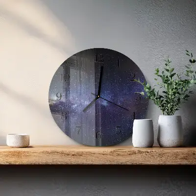 Glas wanduhr mit motiv rund Galaxis