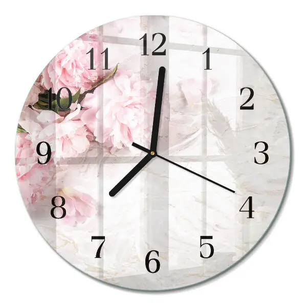 Wanduhr glas rund Blumen