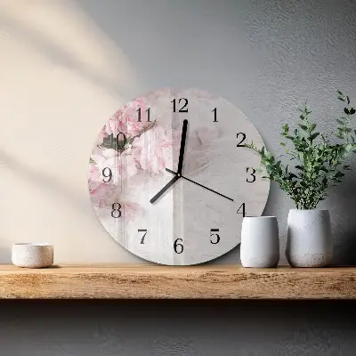 Wanduhr glas rund Blumen