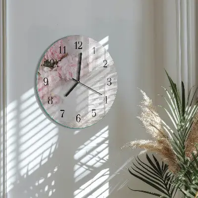 Wanduhr glas rund Blumen