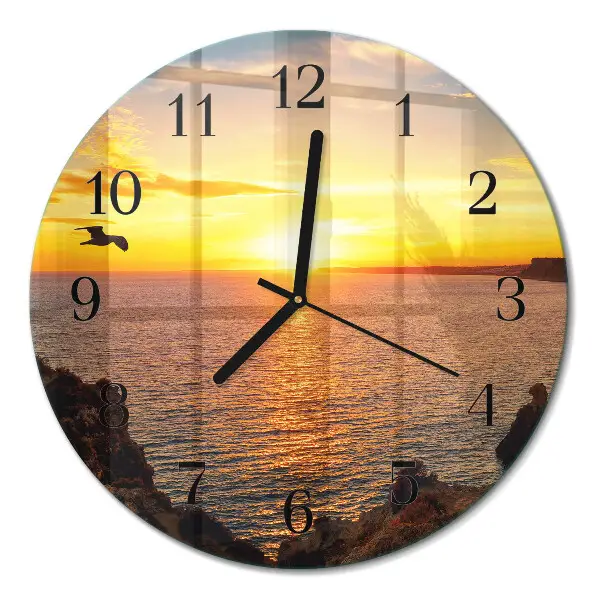 Glas wanduhr mit motiv rund Sonnenuntergang