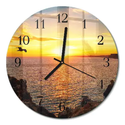 Glas wanduhr mit motiv rund Sonnenuntergang