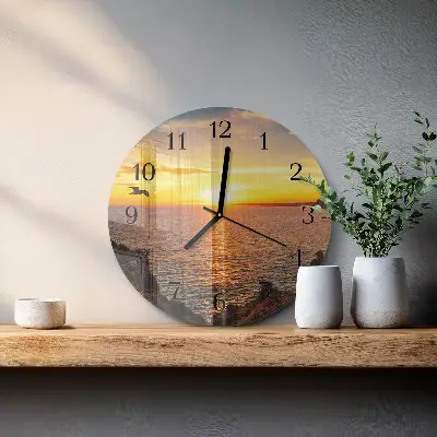 Glas wanduhr mit motiv rund Sonnenuntergang