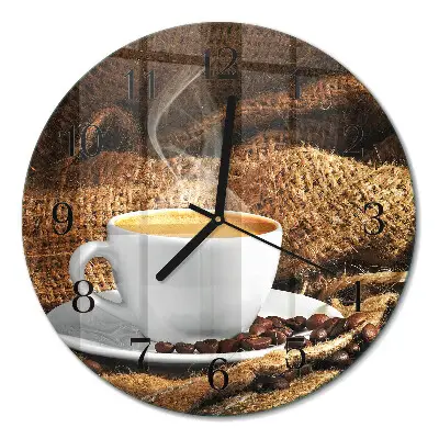 Wanduhr glas rund Kaffeebohnen