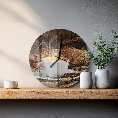 Wanduhr glas rund Kaffeebohnen