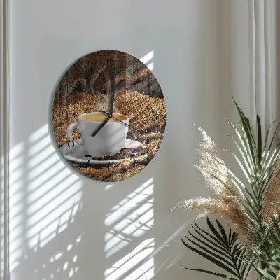 Wanduhr glas rund Kaffeebohnen