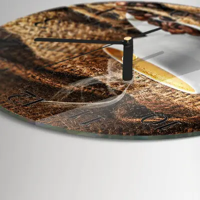 Wanduhr glas rund Kaffeebohnen