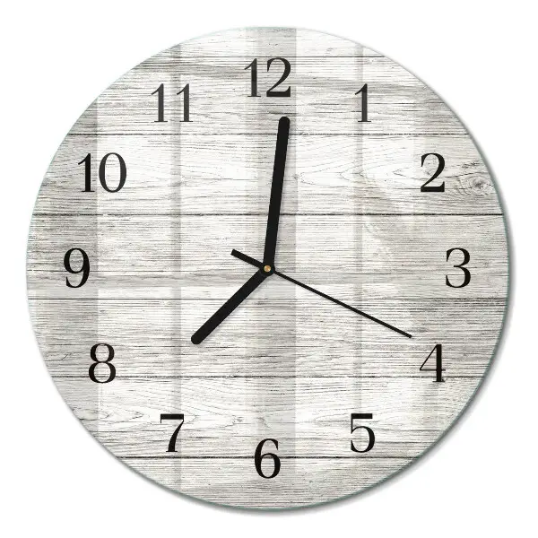 Wanduhr glas rund Graue Bretter
