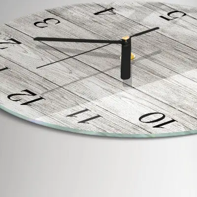 Wanduhr glas rund Graue Bretter