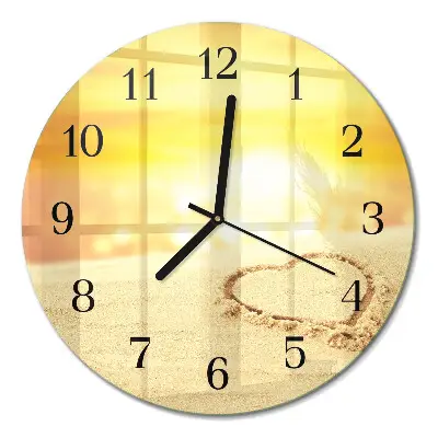 Runde wanduhr Herz im Sand