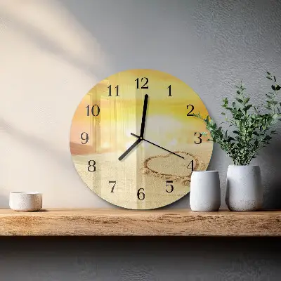 Runde wanduhr Herz im Sand