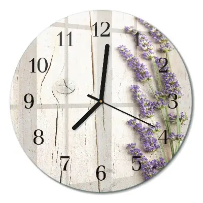 Glas wanduhr mit motiv rund Lavendel