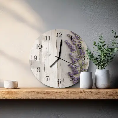 Glas wanduhr mit motiv rund Lavendel