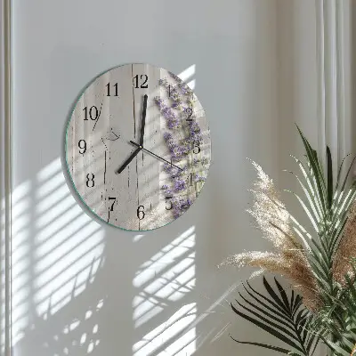 Glas wanduhr mit motiv rund Lavendel