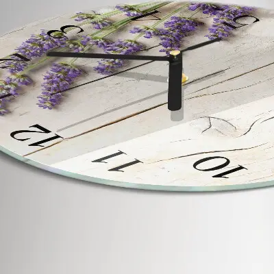 Glas wanduhr mit motiv rund Lavendel