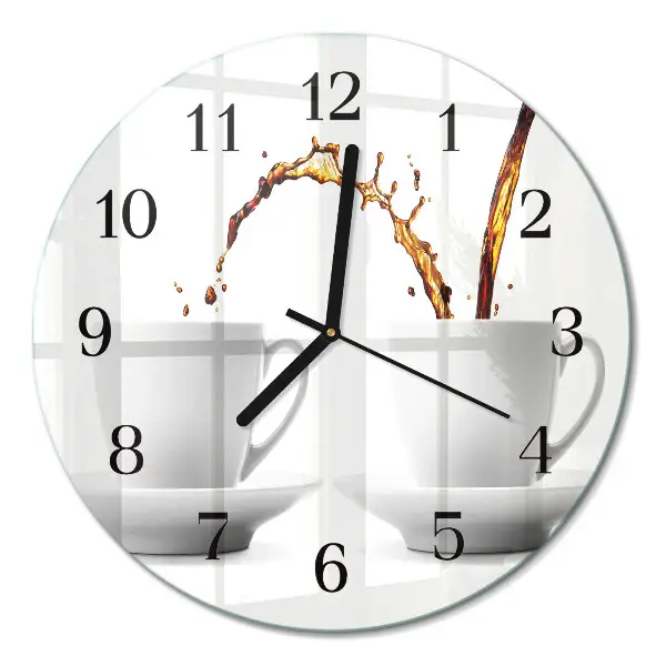 Wanduhr glas rund Tassen Kaffee